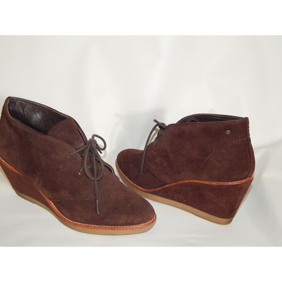 Coach Cassy Brown Suede Wedge Booties Size 9.5 - Picture 8 of 8